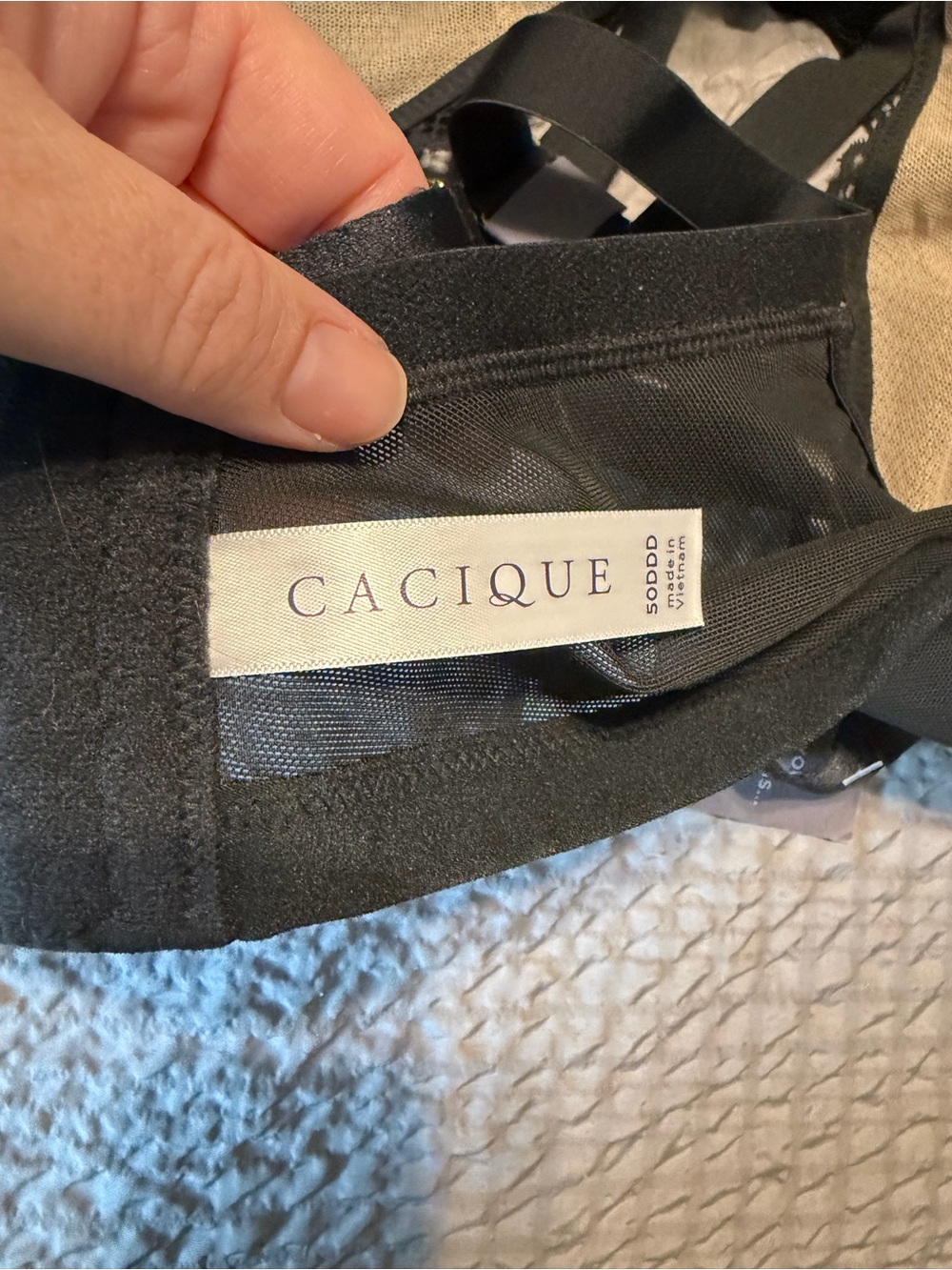 Cacique Lane Bryant Bra 50DDD Fishnet Lace Unlined Balconette Underwire Black - Picture 9 of 10